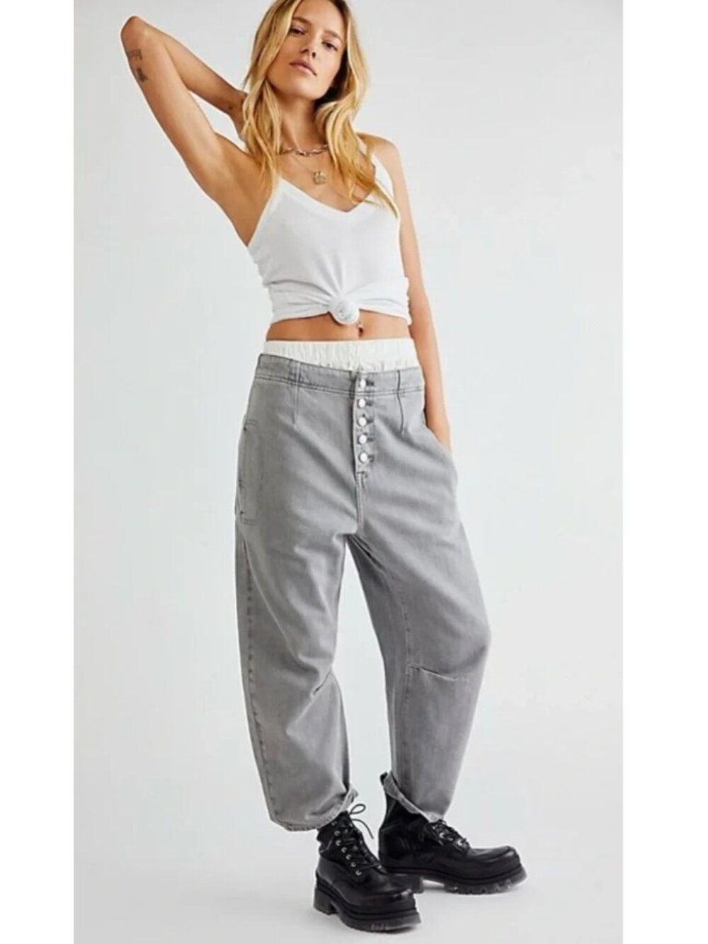 Free People Osaka barrel leg jeans - 29 - gray